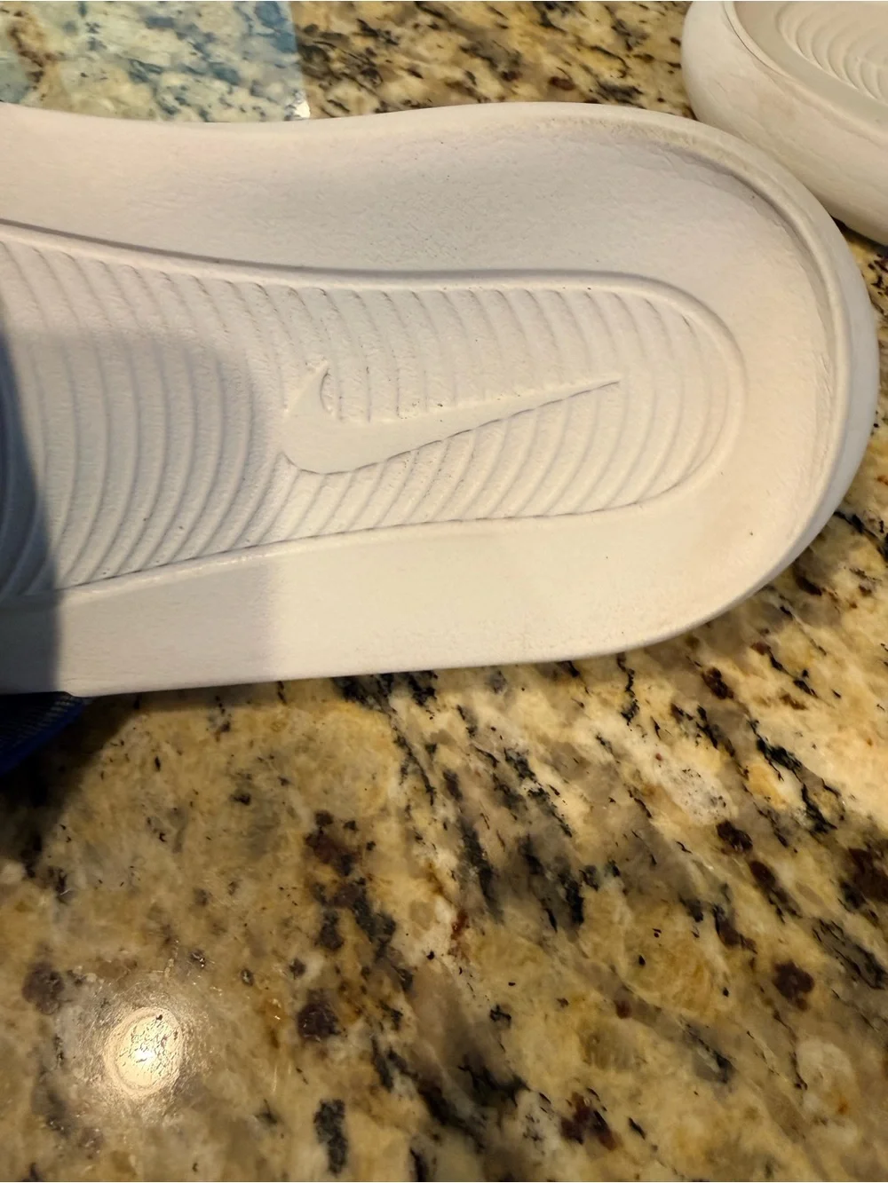 Nike Men’s White Slide Sandals with Blue Star Strap